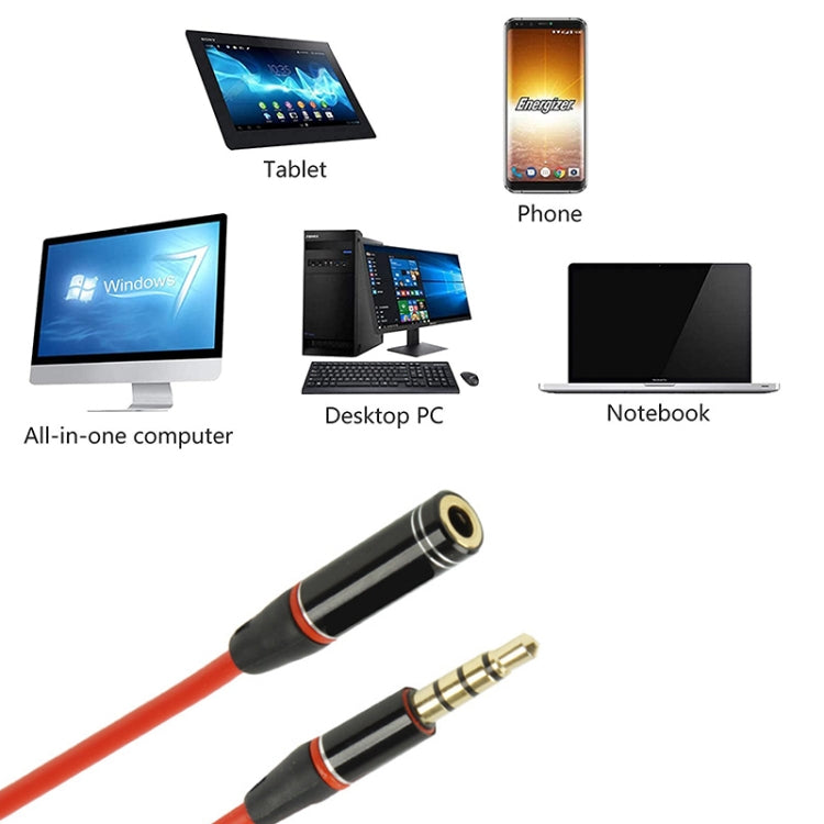 1.2m Aux Audio Cable 3.5mm Male to Female, Compatible with Phones, Tablets, Headphones, MP3 Player, Car/Home Stereo & More(Red) by bashfashion