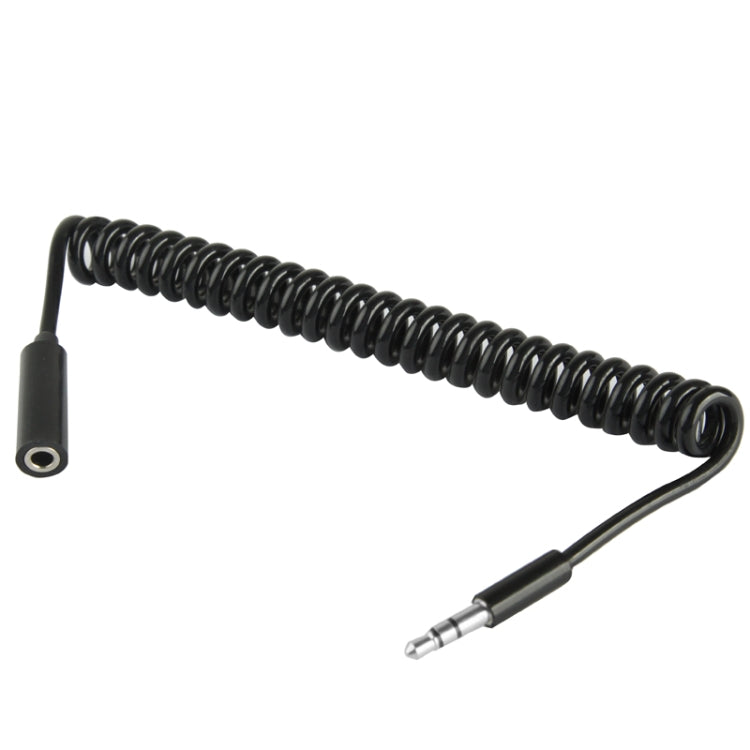 Spring Coiled 3.5mm Male to Female Aux Cable, Compatible with Phones, Tablets, Headphones, MP3 Player, Car/Home Stereo & More, Length: 20cm up to 80cm(Black) by bashfashion