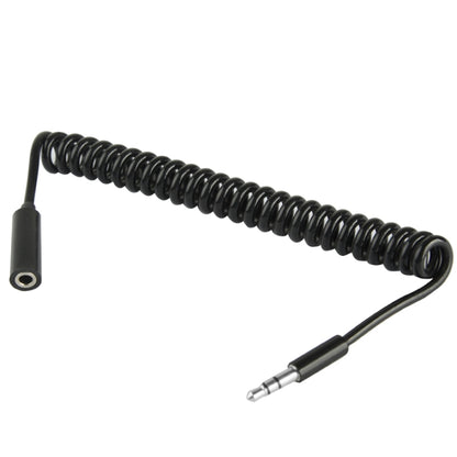 Spring Coiled 3.5mm Male to Female Aux Cable, Compatible with Phones, Tablets, Headphones, MP3 Player, Car/Home Stereo & More, Length: 20cm up to 80cm(Black) by bashfashion