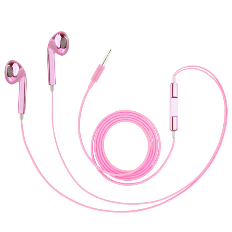 3.5mm Stereo Electroplating Wire Control Earphone for Android Phones / PC / MP3 Player / Laptops(Pink) by bashfashion