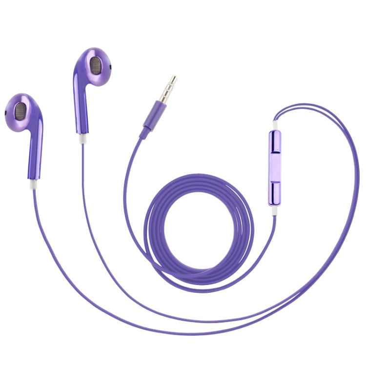 3.5mm Stereo Electroplating Wire Control Earphone for Android Phones / PC / MP3 Player / Laptops(Purple) by bashfashion