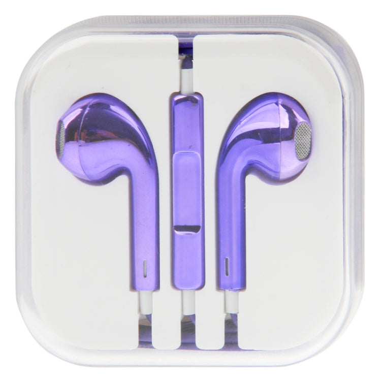 3.5mm Stereo Electroplating Wire Control Earphone for Android Phones / PC / MP3 Player / Laptops(Purple) by bashfashion