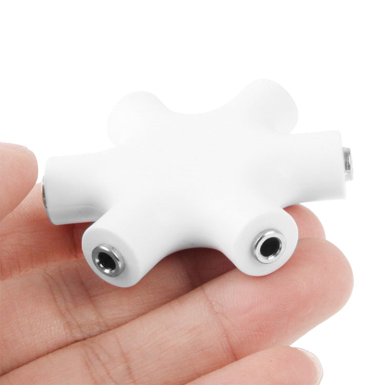 6 Ports Audio Splitter Headphone Connector, Compatible with Phones, Tablets, Headphones, MP3 Player, Car/Home Stereo & More,(White) by bashfashion