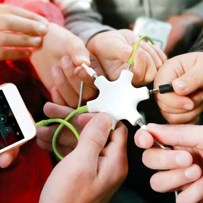 6 Ports Audio Splitter Headphone Connector, Compatible with Phones, Tablets, Headphones, MP3 Player, Car/Home Stereo & More,(White) by bashfashion