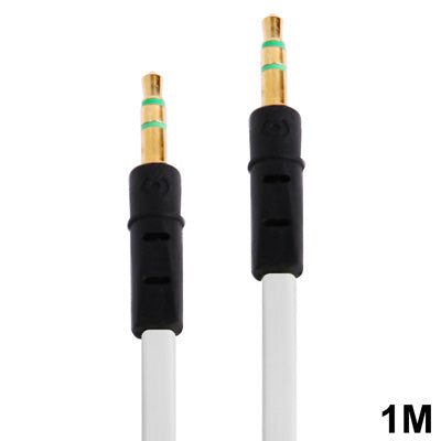 Noodle Style 3.5mm Jack Earphone Cable for iPhone 5 / iPhone 4 & 4S / 3GS / 3G / iPad 4 / iPad mini / mini 2 Retina / New iPad / iPad 2 / iTouch / MP3, Length: 1m(White) by bashfashion