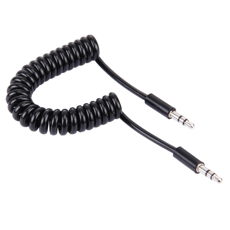 Spring Coiled 3.5mm Aux Cable, Compatible with Phones, Tablets, Headphones, MP3 Player, Car/Home Stereo & More, Length: 15cm - 170cm(Black) by bashfashion