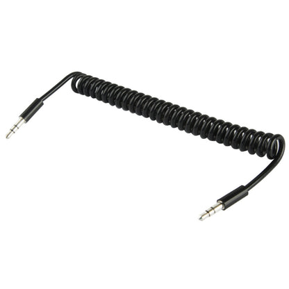 Spring Coiled 3.5mm Aux Cable, Compatible with Phones, Tablets, Headphones, MP3 Player, Car/Home Stereo & More, Length: 20cm up to 80cm(Black) by bashfashion