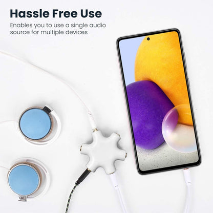 6 Ports Audio Splitter Headphone Connector with 3.5mm Audio Cable, Compatible with Phones, Tablets, Headphones, MP3 Player, Car/Home Stereo & More(White) by bashfashion