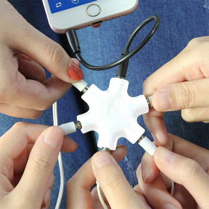 6 Ports Audio Splitter Headphone Connector with 3.5mm Audio Cable, Compatible with Phones, Tablets, Headphones, MP3 Player, Car/Home Stereo & More(White) by bashfashion