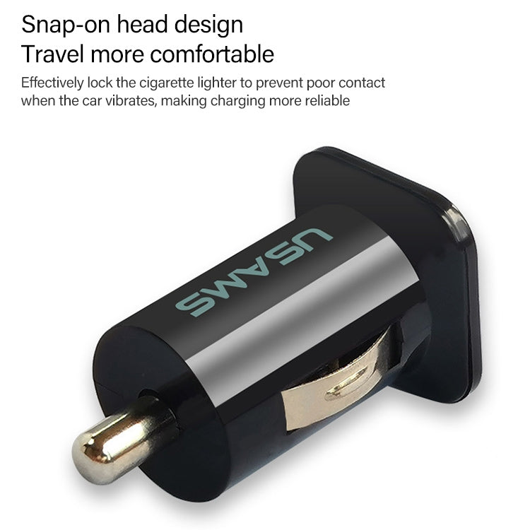 USAMS High Performance 2.1A + 1A Dual USB Port Car Charger for iPad Air 2 & Air & 4, iPhone 6 & 6 Plus & 5C & 5S & 4 & 4S, iPod touch, Galaxy Tablet / Note Series and Other Mobile Phone, Navigators(Black) by USAMS