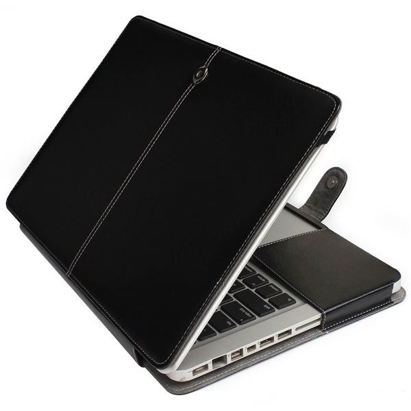 Notebook Leather Case with Snap Fastener for 13.3 inch MacBook Pro(Black) by bashfashion