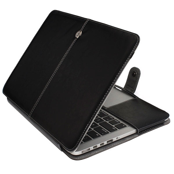 Notebook Leather Case with Snap Fastener for 13.3 inch MacBook Pro Retina(Black) by bashfashion