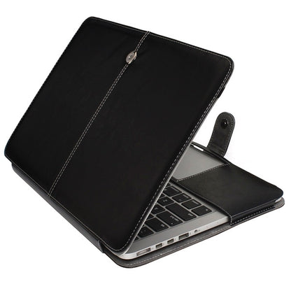 Notebook Leather Case with Snap Fastener for 13.3 inch MacBook Pro Retina(Black) by bashfashion