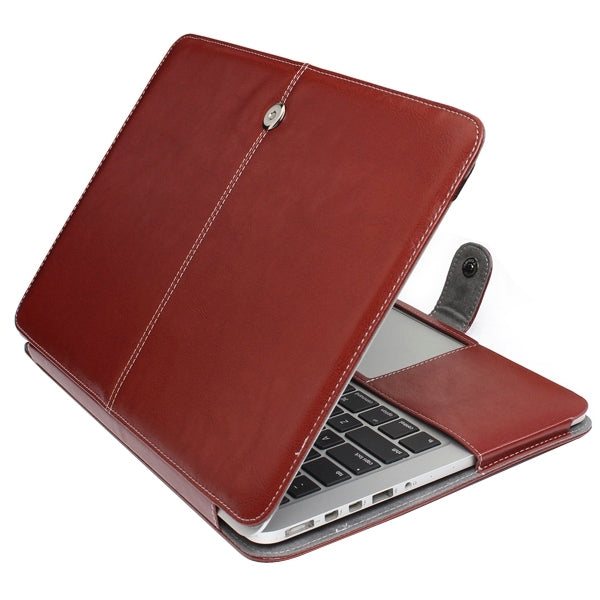 Notebook Leather Case with Snap Fastener for 13.3 inch MacBook Pro Retina(Brown) by bashfashion