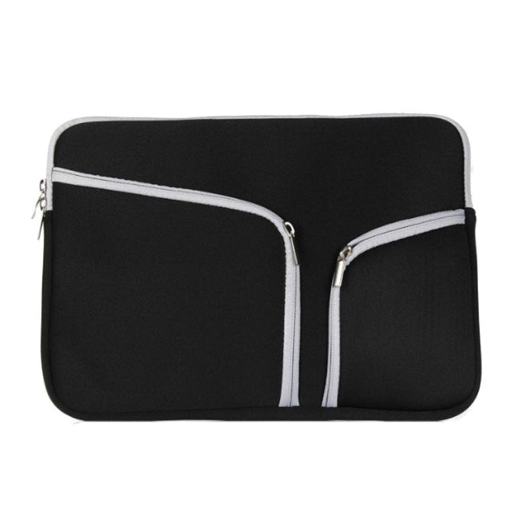 Double Pocket Zip Handbag Laptop Bag for Macbook Air 13 inch(Black) by bashfashion
