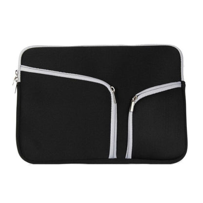 Double Pocket Zip Handbag Laptop Bag for Macbook Pro 15 inch(Black) by bashfashion