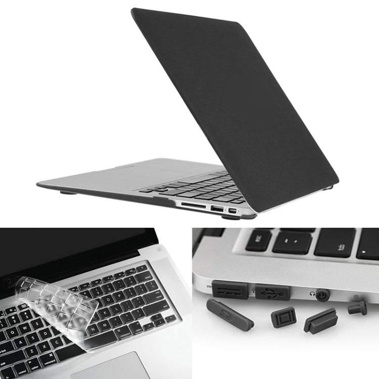 ENKAY for Macbook Air 11.6 inch (US Version) / A1370 / A1465 Hat-Prince 3 in 1 Frosted Hard Shell Plastic Protective Case with Keyboard Guard & Port Dust Plug(Black) by ENKAY