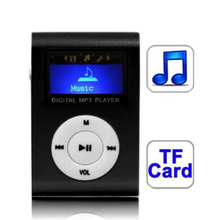 TF / Micro SD Card Slot MP3 Player with LCD Screen, Metal Clip(Black) by bashfashion