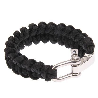 Multi-functional Nylon Braided Survival Bracelets with Adjustable Stainless Steel Shackle(Black) by bashfashion