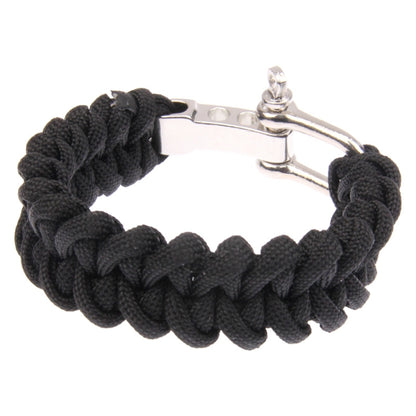 Multi-functional Nylon Braided Survival Bracelets with Adjustable Stainless Steel Shackle(Black) by bashfashion