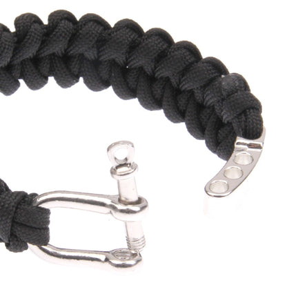 Multi-functional Nylon Braided Survival Bracelets with Adjustable Stainless Steel Shackle(Black) by bashfashion