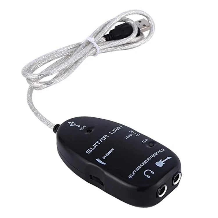 USB Interface Guitar Link Cable PC / MAC Recording(Black) by bashfashion