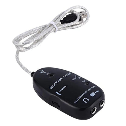 USB Interface Guitar Link Cable PC / MAC Recording(Black) by bashfashion