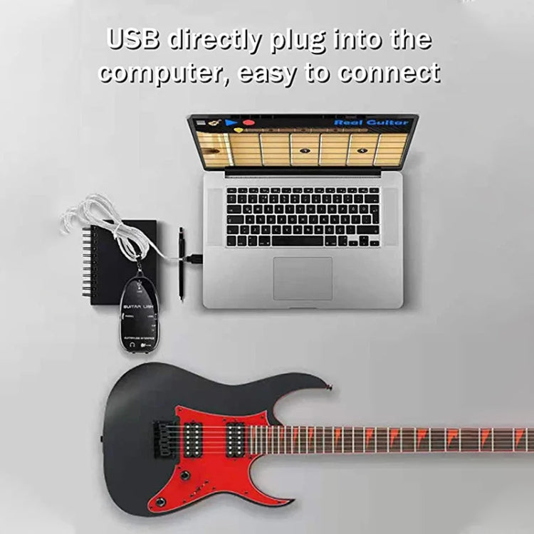 USB Interface Guitar Link Cable PC / MAC Recording(Black) by bashfashion