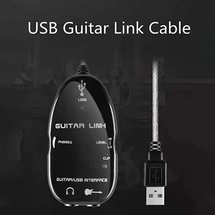USB Interface Guitar Link Cable PC / MAC Recording(Black) by bashfashion