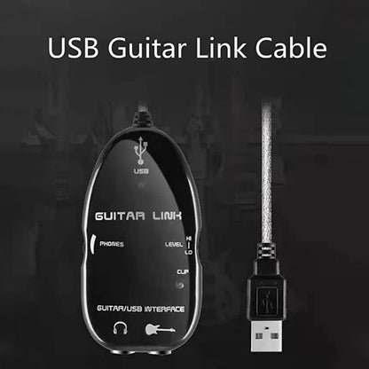 USB Interface Guitar Link Cable PC / MAC Recording(Black) by bashfashion