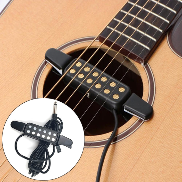 Free Hole Guitar Sound Pickup with Cable(Black) by bashfashion