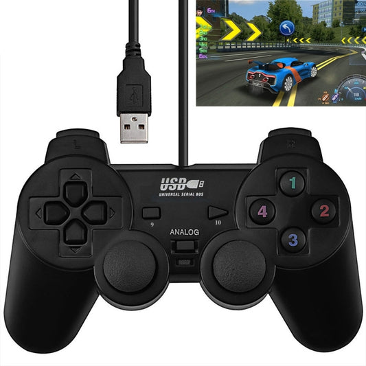 Double Shock PC USB Single Gamepad(Black) by bashfashion