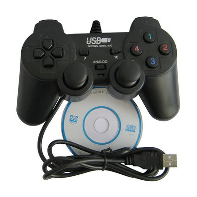 Double Shock PC USB Single Gamepad(Black) by bashfashion