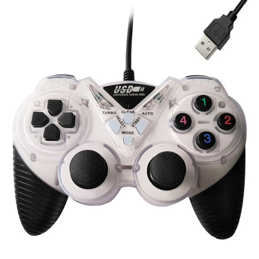 Wired Vibration Gamepad PC USB Controller Joystick Game Handle(White) by bashfashion