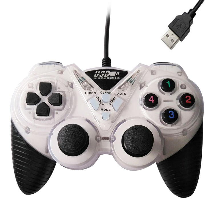 Wired Vibration Gamepad PC USB Controller Joystick Game Handle(White) by bashfashion