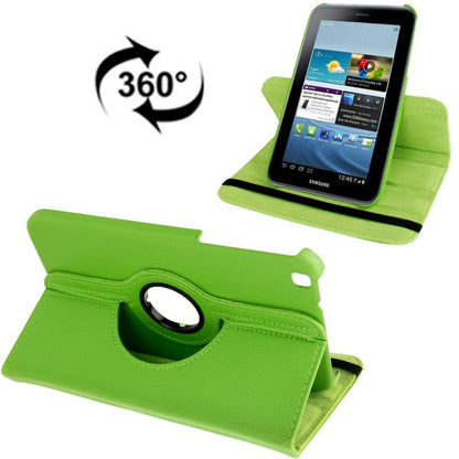 360 Degree Rotation Litchi Texture Leather Case with Holder for Galaxy Tab 3 (8.0) / T3110 / T3100 / T315(Green) by bashfashion