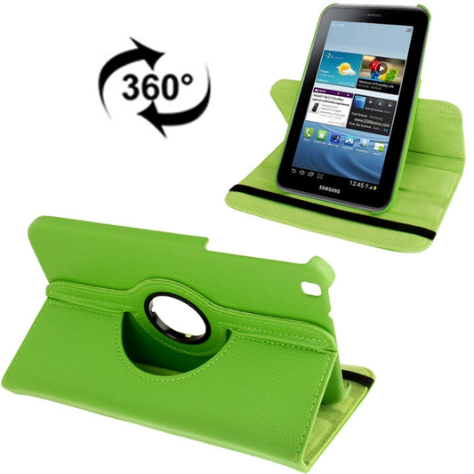 360 Degree Rotation Litchi Texture Leather Case with Holder for Galaxy Tab 3 (8.0) / T3110 / T3100 / T315(Green) by bashfashion
