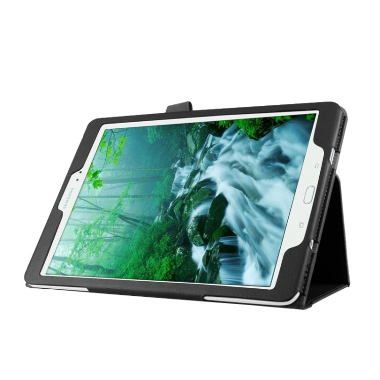 Litchi Texture Horizontal Flip Solid Color Smart Leather Case with Two-folding Holder & Sleep / Wake-up Function for Galaxy Tab S2 9.7 / T815(Black) by bashfashion