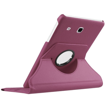 Litchi Texture Horizontal Flip Solid Color Leather Case with 360 Degrees Rotation Holder for Galaxy Tab E 9.6 / T560 / T561(Purple) by bashfashion
