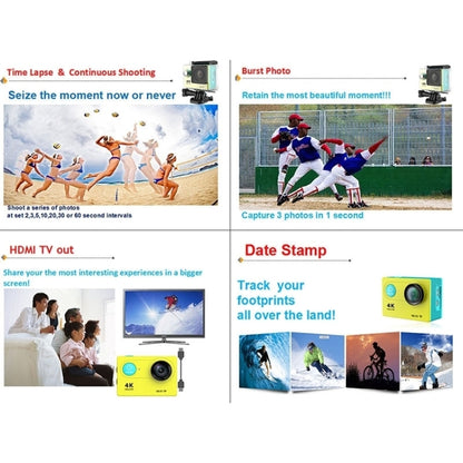 H9 4K Ultra HD1080P 12MP 2 inch LCD Screen WiFi Sports Camera, 170 Degrees Wide Angle Lens, 30m Waterproof(Black) by bashfashion