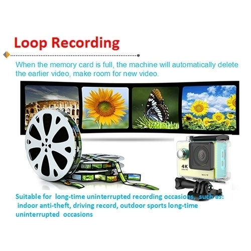 H9 4K Ultra HD1080P 12MP 2 inch LCD Screen WiFi Sports Camera, 170 Degrees Wide Angle Lens, 30m Waterproof(Black) by bashfashion