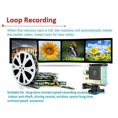 H9 4K Ultra HD1080P 12MP 2 inch LCD Screen WiFi Sports Camera, 170 Degrees Wide Angle Lens, 30m Waterproof(Black) by bashfashion