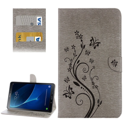 For Galaxy Tab A 10.1 (2016) / P580 Butterflies Love Flowers Embossing Horizontal Flip Leather Case with Holder & Card Slots & Wallet(Grey) by bashfashion