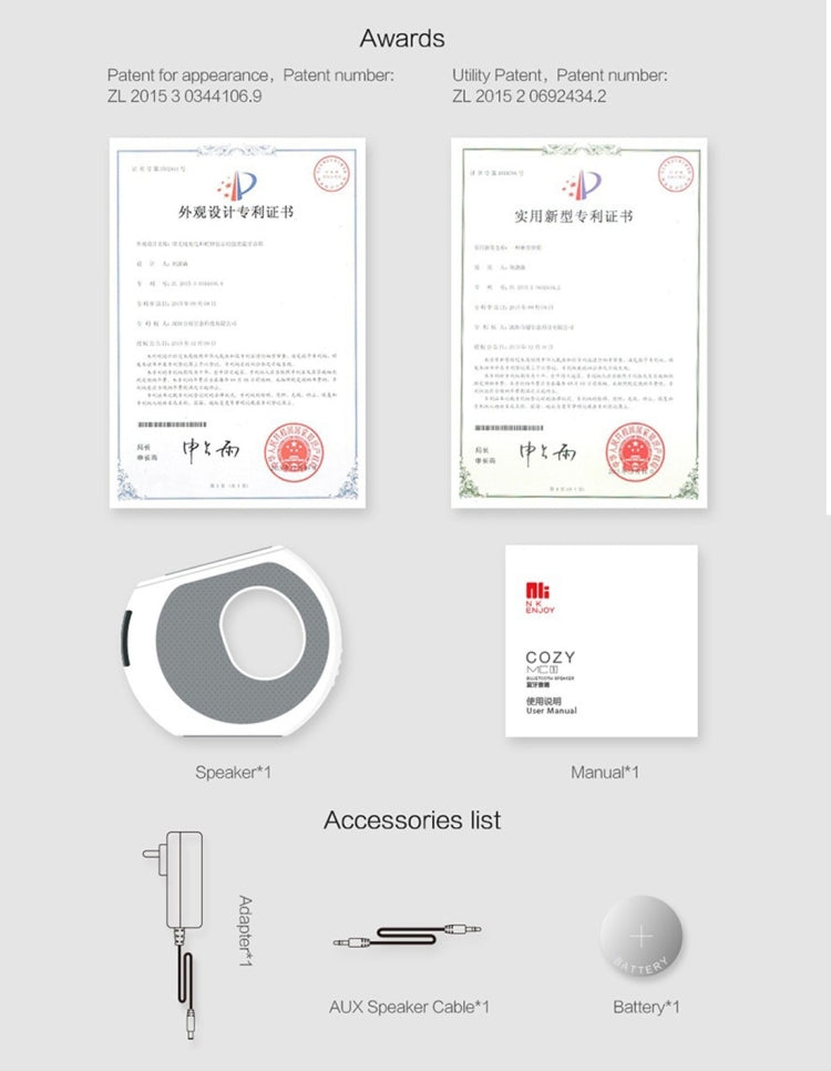 NILLKIN MC1 CE / RoHs / FCC Certificated QI Standard Wireless Charging Transmitter + Bluetooth Speaker, EU Plug , For iPhone, Galaxy, Sony, Lenovo, HTC, Huawei, Google, LG, Xiaomi, other Smartphones by NILLKIN