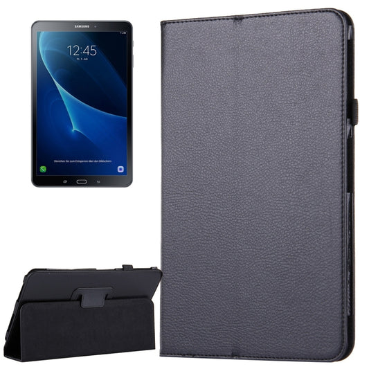 For Galaxy Tab A 10.1 / T580 Litchi Texture Magnetic Horizontal Flip Leather Case with Holder & Sleep / Wake-up Function(Black) by bashfashion