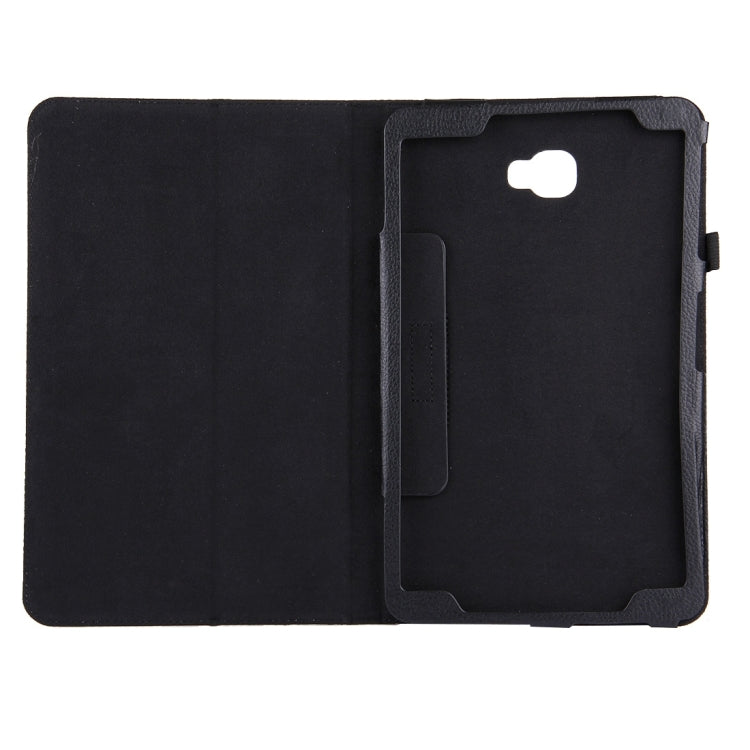 For Galaxy Tab A 10.1 / T580 Litchi Texture Magnetic Horizontal Flip Leather Case with Holder & Sleep / Wake-up Function(Black) by bashfashion