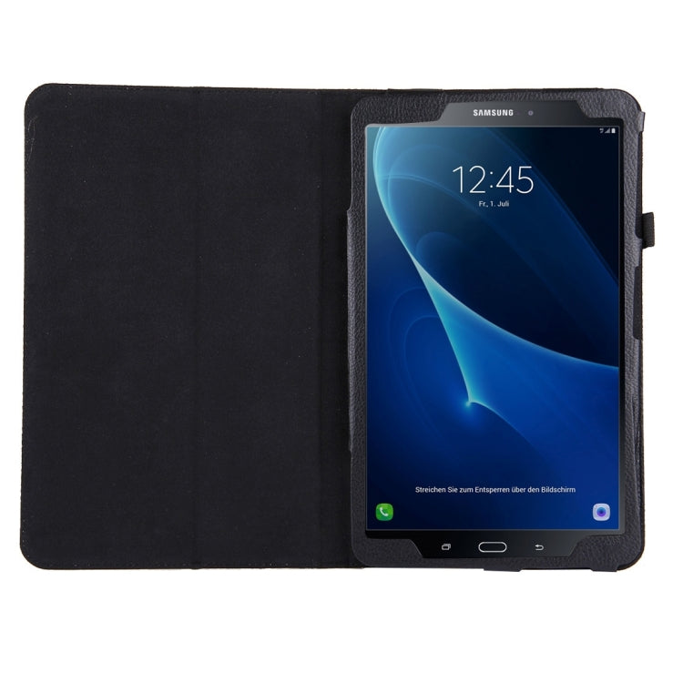 For Galaxy Tab A 10.1 / T580 Litchi Texture Magnetic Horizontal Flip Leather Case with Holder & Sleep / Wake-up Function(Black) by bashfashion