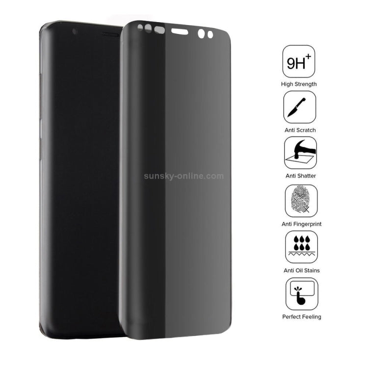 For Galaxy S8+ / G9550 0.3mm 9H Surface Hardness 3D Curved Privacy Anti-glare Full Screen Tempered Glass Screen Protector by bashfashion