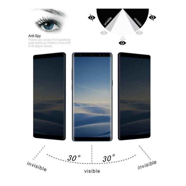 For Galaxy Note 8 0.26mm 9H Surface Hardness 3D Curved Privacy Anti-glare Non-full Screen Tempered Glass Screen Protector (Transparent) by bashfashion