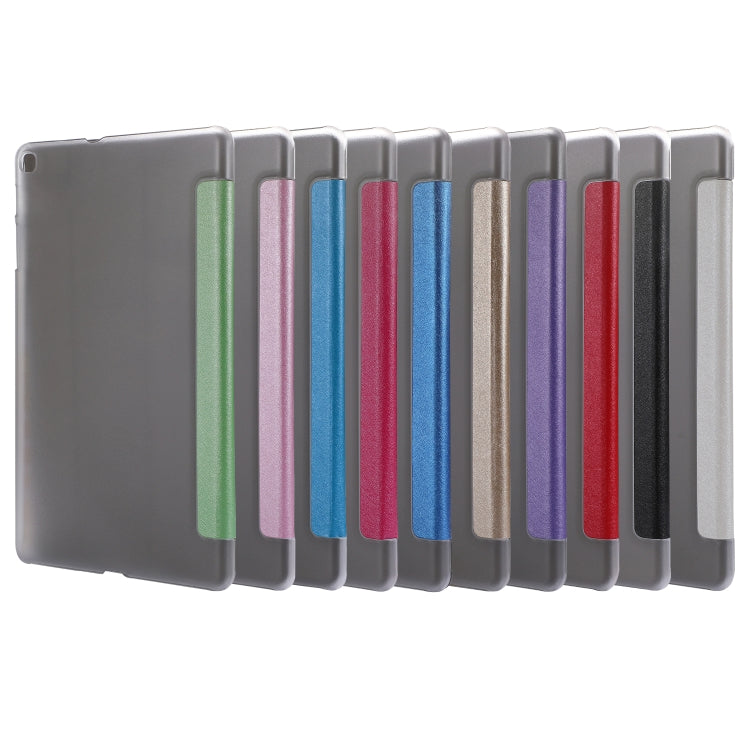 Silk Texture Horizontal Flip Leather Case with Three-Folding Holder for Galaxy Tab T510 (White) by bashfashion